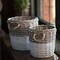 Set of 2 Round Willow Storage Baskets White Dipped Large Small Nesting Bins